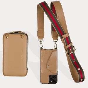 BANDOLIER | Kimberly Set Tan/ Gold with red & green strap for IPhone 11 Pro Max